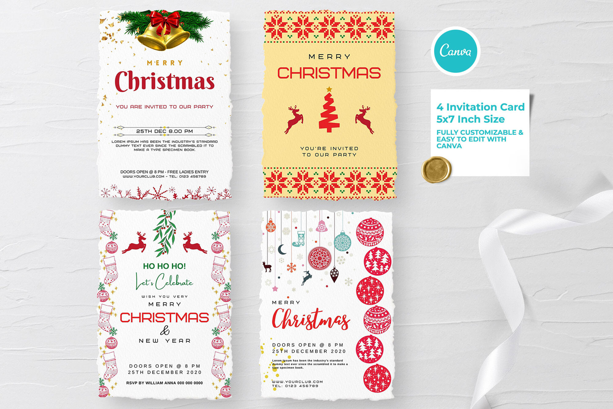 Editable Canva Christmas Invitations