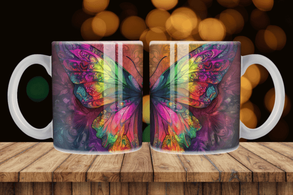 Glitter Rainbow Butterfly Mug Tumbler Graphics