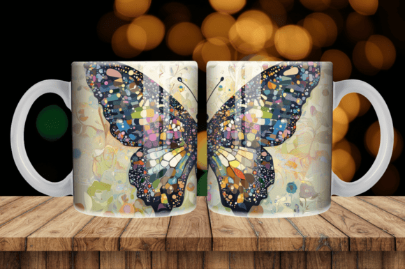 Glitter Rainbow Butterfly Mug Tumbler Graphics