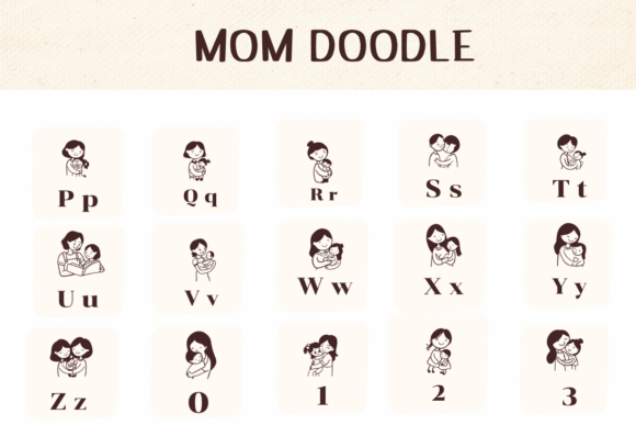 Mom Doodle Font PNG with transparent background - Preview 1