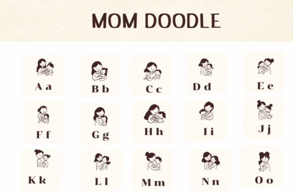 Mom Doodle Font PNG with transparent background - Preview 2