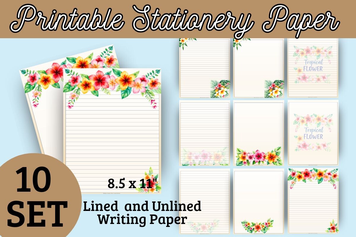 Tropical Printable Paper Pack Graphic by Happy Sewing Time · Creative ...