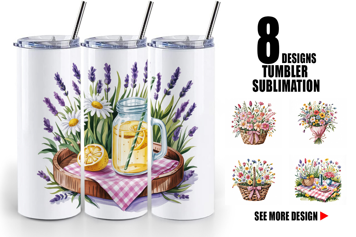 Tumbler Pink Gingham Summer Graphic by Artnoy · Creative Fabrica