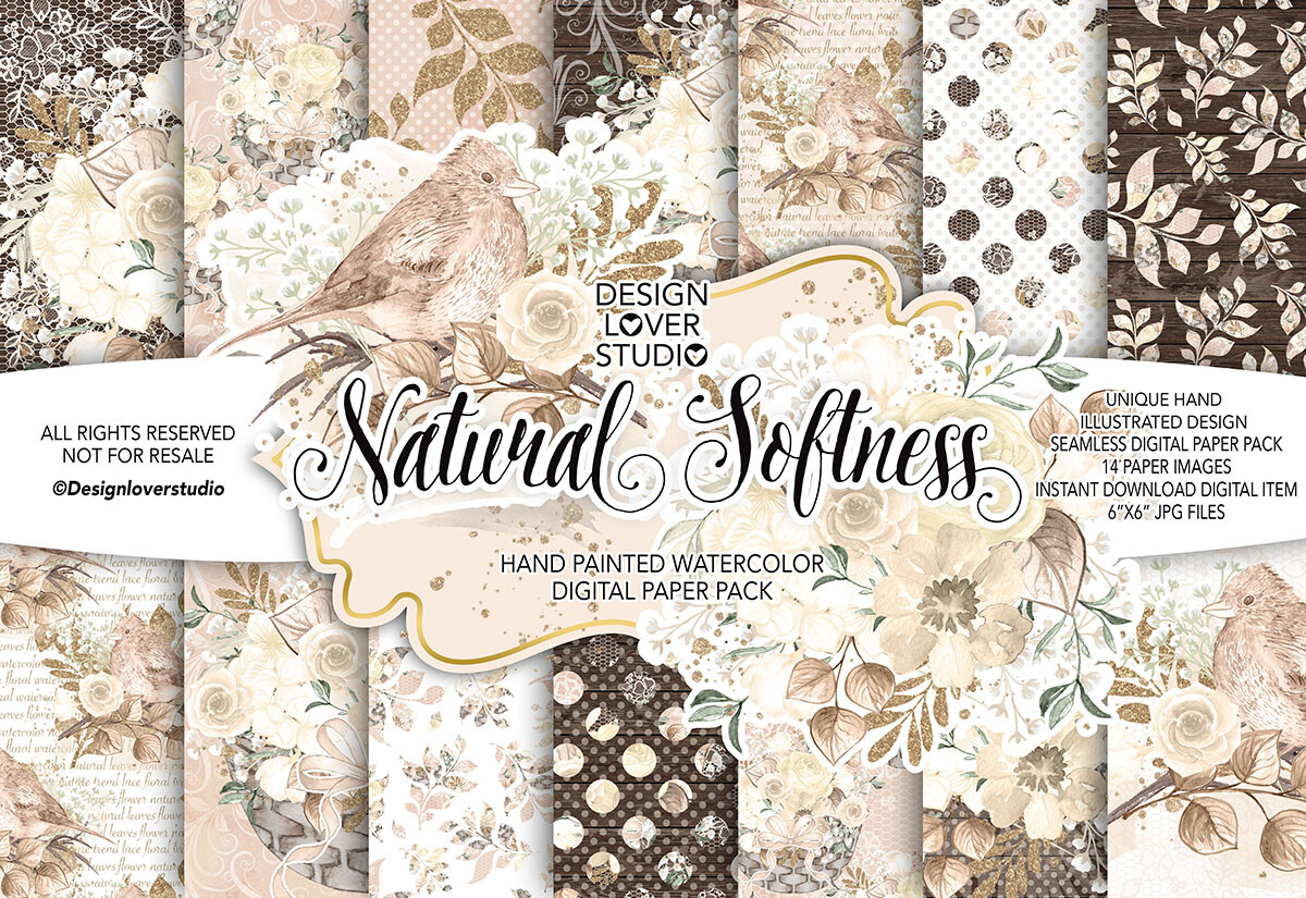 Watercolor NATURAL SOFTNESS digital pape