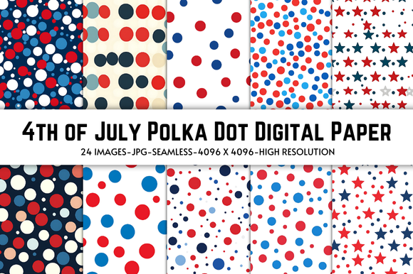 4th of July Polka Dot Digital Paper Graphic by Craft Heaven · Creative ...
