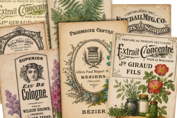 A4 Vintage French Perfume Advert Pages