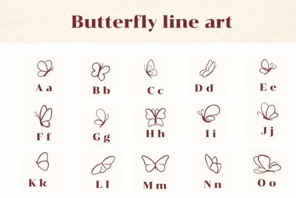 Butterfly Line Art Font - Preview 1
