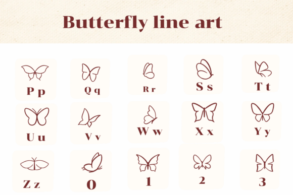 Butterfly Line Art Font - Preview 2
