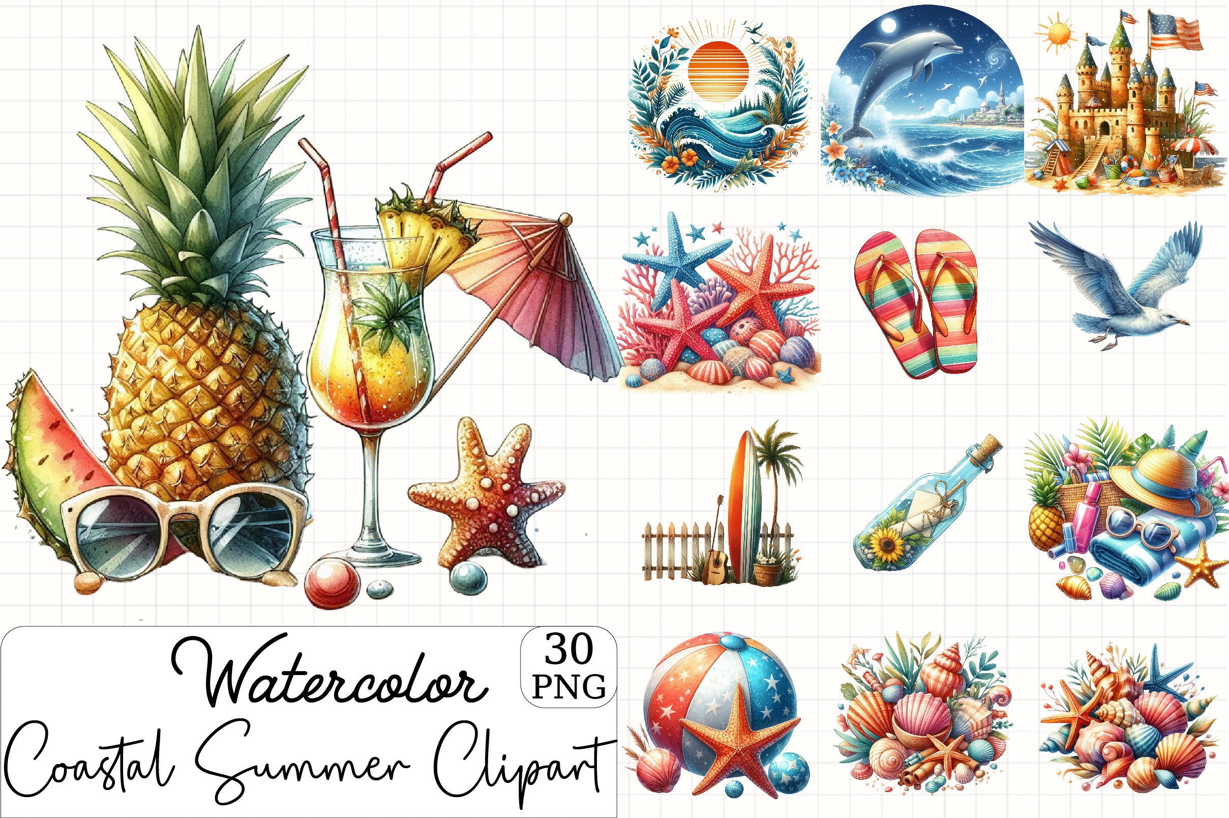 Coastal Summer Sublimation Clipart Graphic by Graphics Bazar · Creative ...