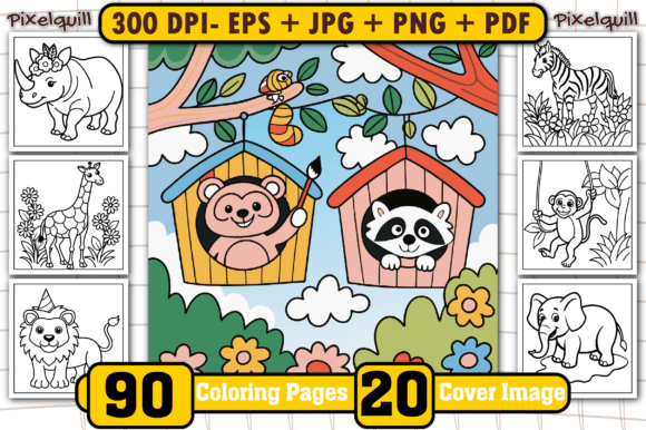 Cute Zoo Animals Coloring Book for Kids