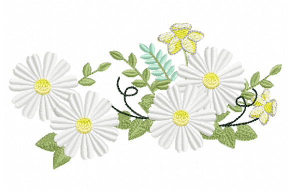Daisy Flower Border Embroidery Design