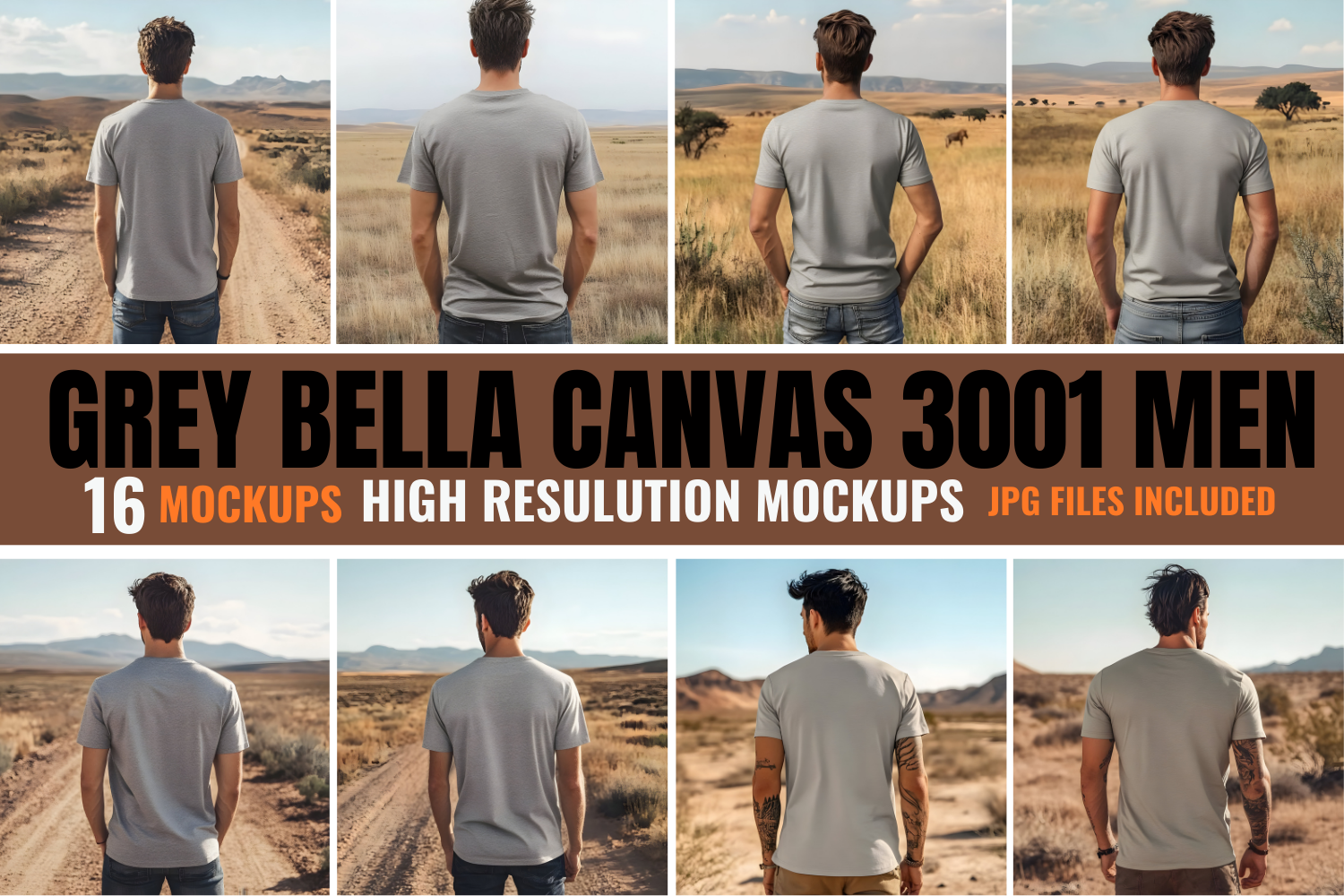 Grey Bella Canvas 3001 Men Mockup Bundle Graphic by POD Mockup SHop ...