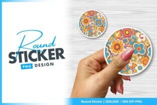 Groovy Floral Pattern Round Sticker Png Graphic by Regulrcrative ...