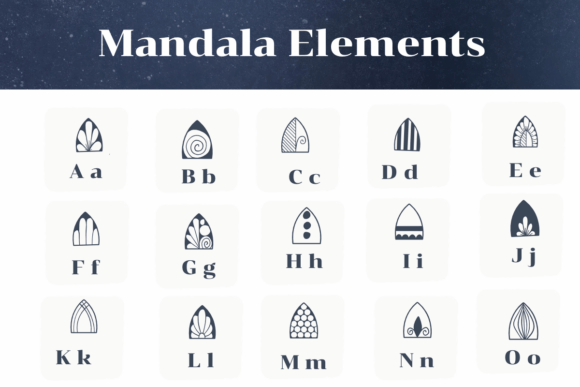 Mandala Elements Font PNG with transparent background - Preview 1