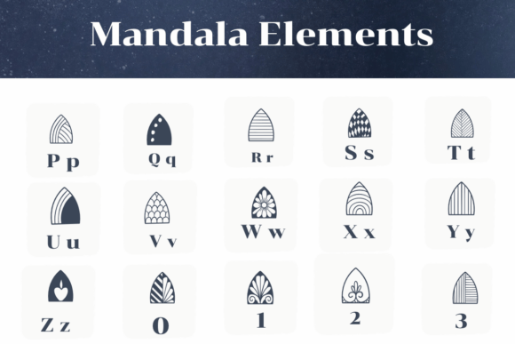 Mandala Elements Font PNG with transparent background - Preview 2
