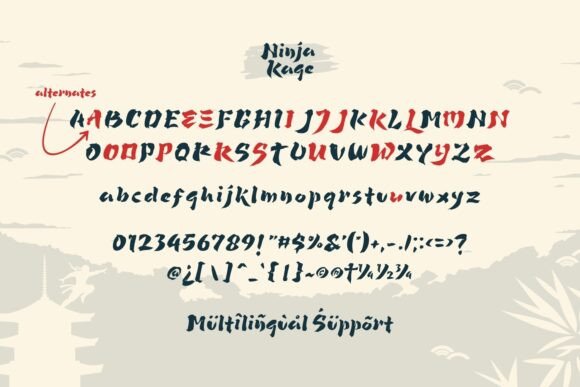 Ninja Kage - Font PNG with transparent background - Preview 1
