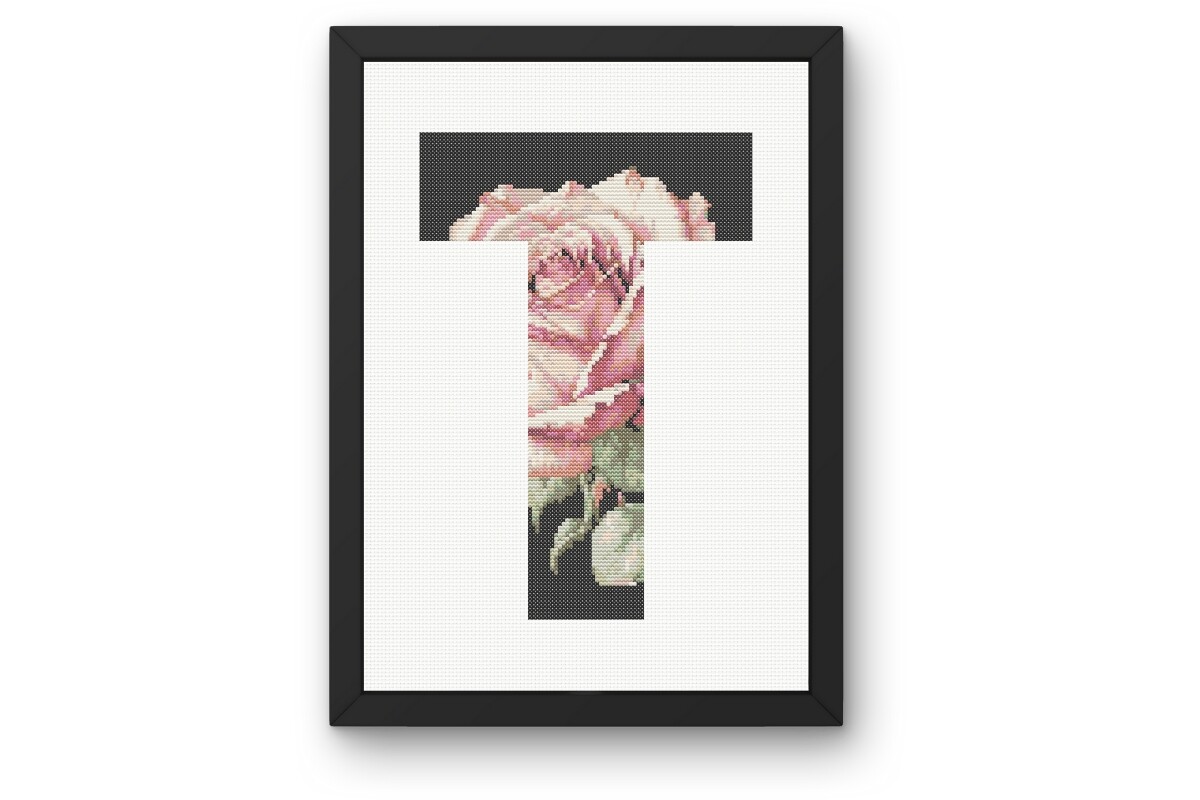 Pink Rose on Black T Monogram