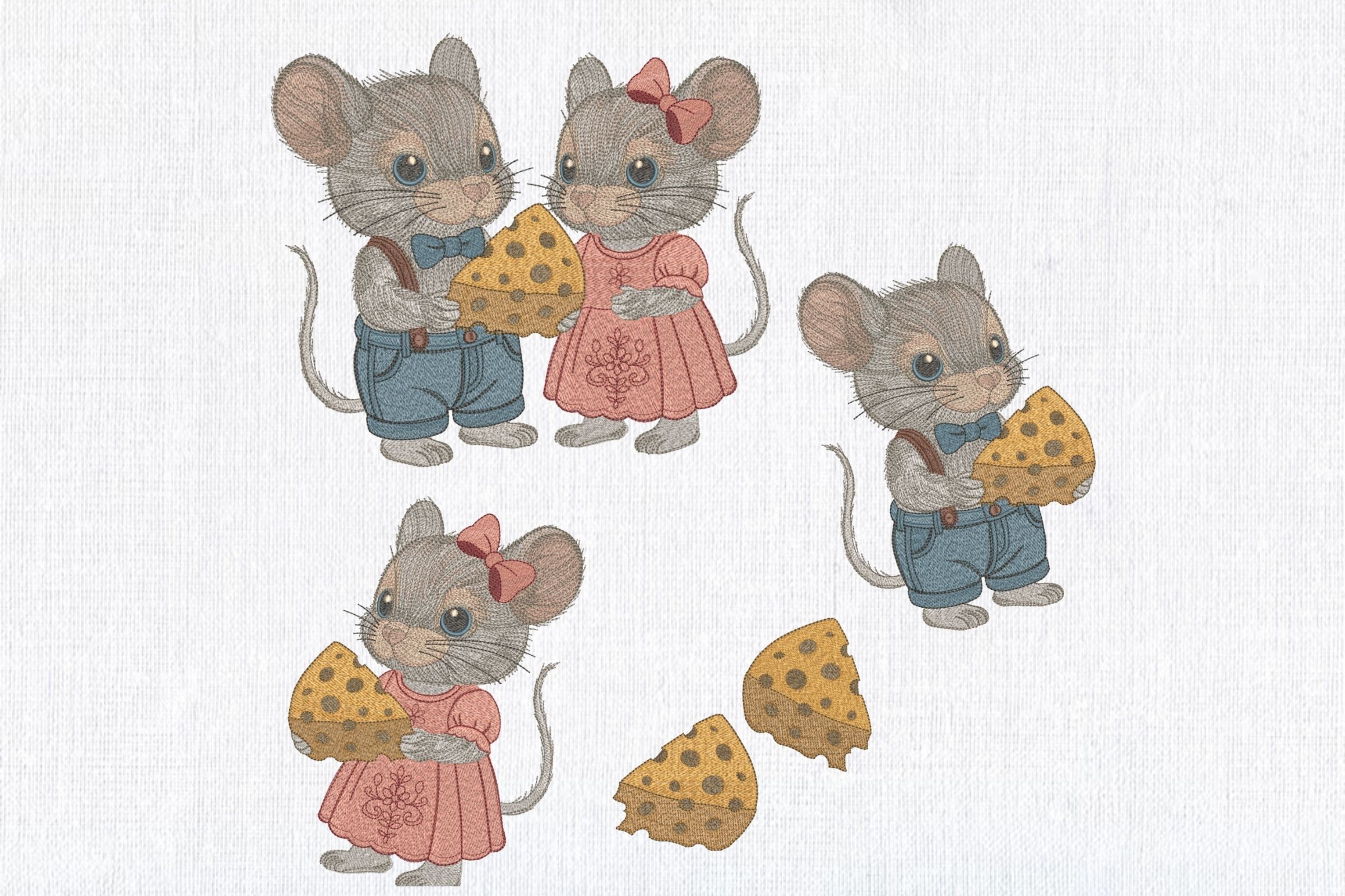 Set 4 Cute Baby Mice Boy & Girl