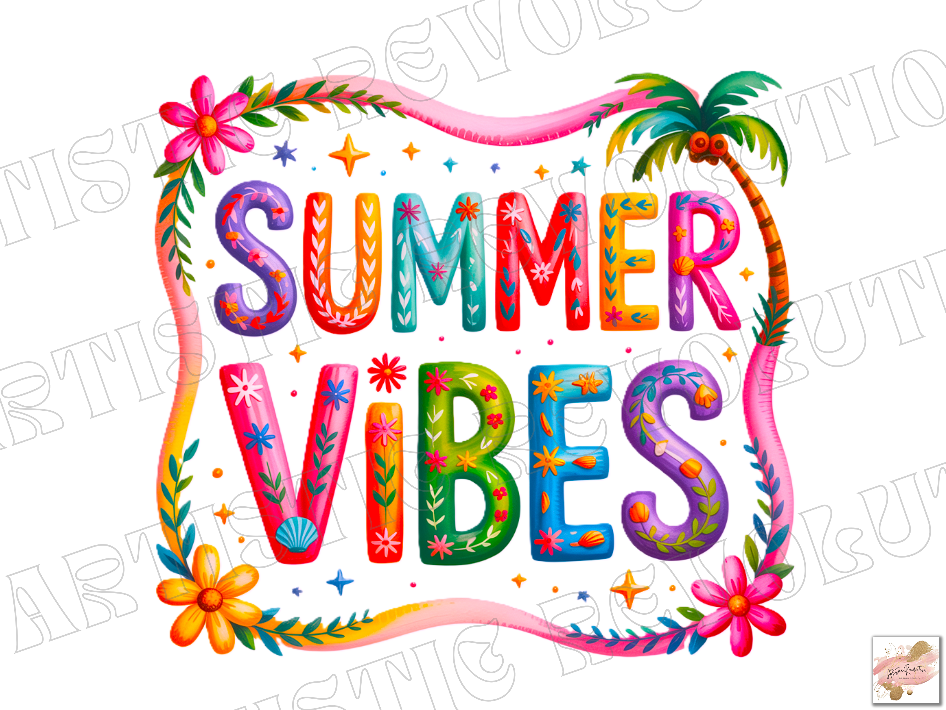Summer Vibes PNG Colorful Summer Png Graphic by Artistic Revolution ...
