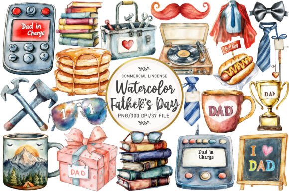 Watercolor Father's Day Clipart