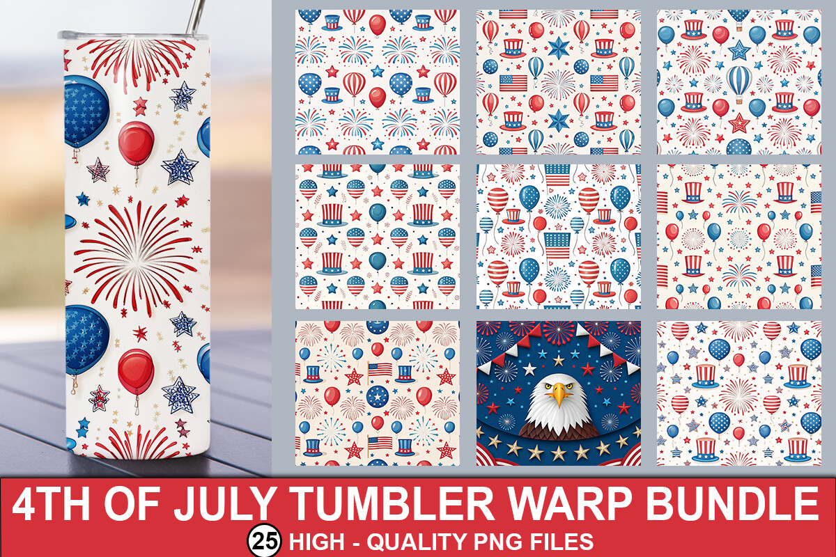 4th of July Tumbler Wrap Bundle Graphic by crative8112 · Creative Fabrica