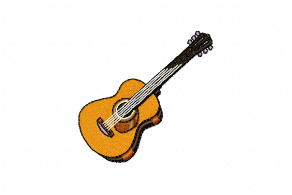 Acoustic Guitar Embroidery Design