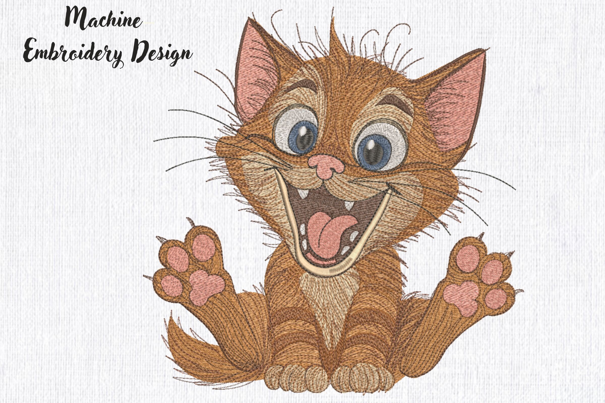 Cute Happy Cartoon Cat with Big Eyes