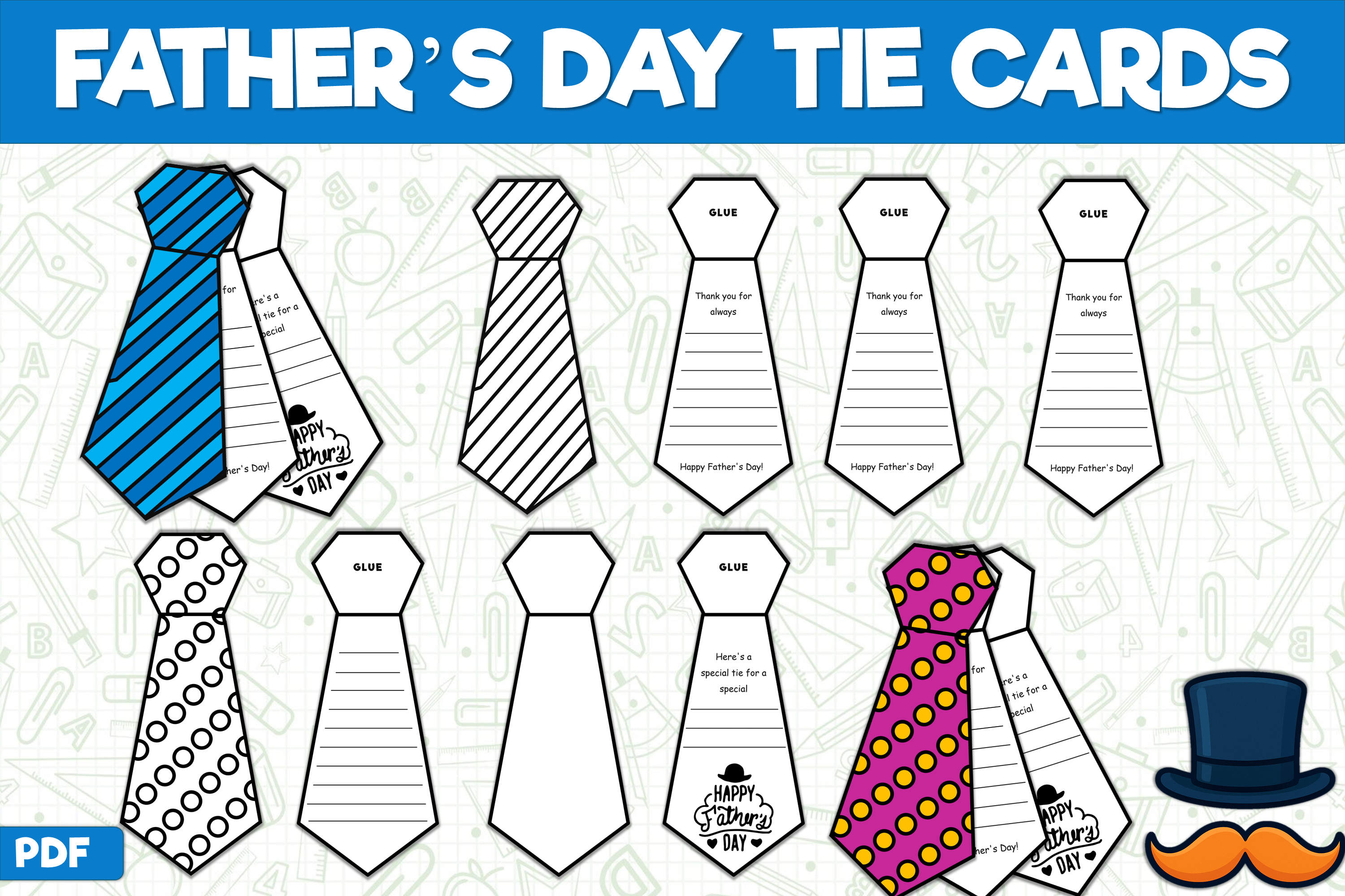 Father's Day Tie Card Craft Writing Gift Graphic by Nice Spot ...