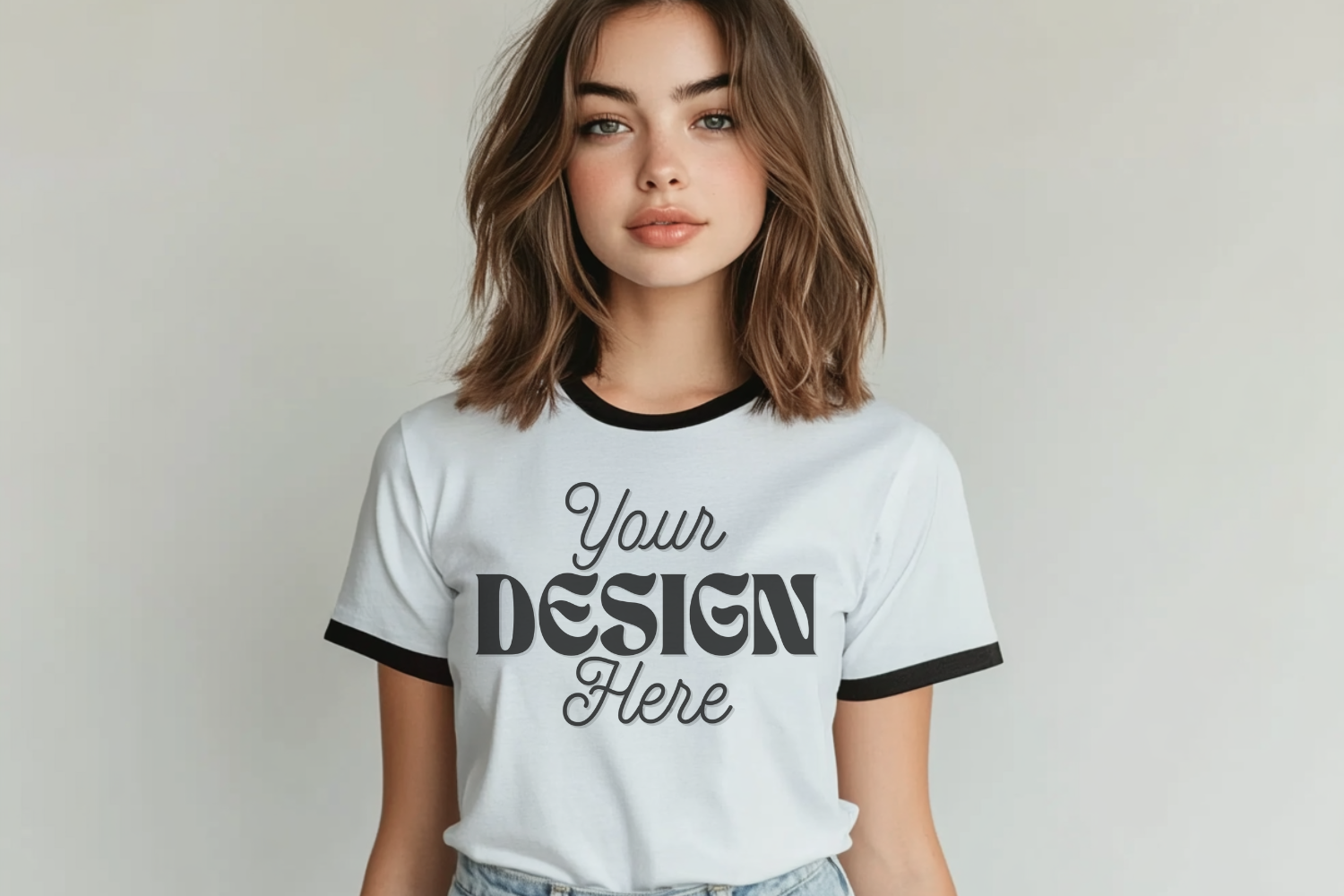 Next Level 3604 Ringer White Tee Mockup Graphic by POD Mockup SHop ...