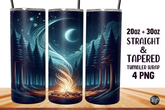 Night Time Forest Tumbler Wrap 20oz PNG