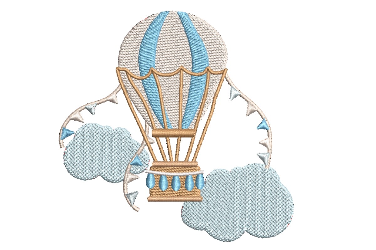 Vintage Hot Air Balloon Soaring Through Clouds