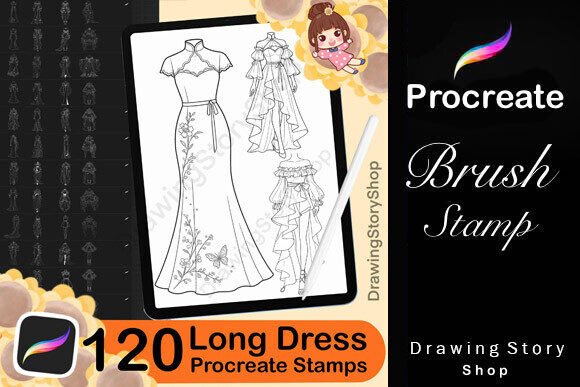 120 Procreate Dresses Stamps Brushes