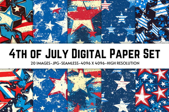 4th of July Digital Paper Set Graphic by Craft Heaven · Creative Fabrica