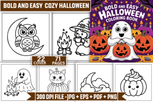 Bold Easy Cozy Halloween Coloring Pages Graphic by UniqueKAR · Creative ...