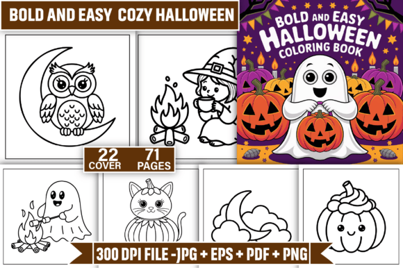 Bold Easy Cozy Halloween Coloring Pages