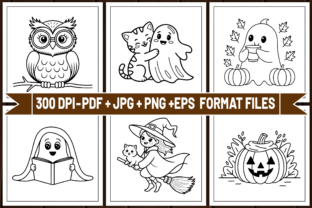 Bold Easy Cozy Halloween Coloring Pages Graphic by UniqueKAR · Creative ...