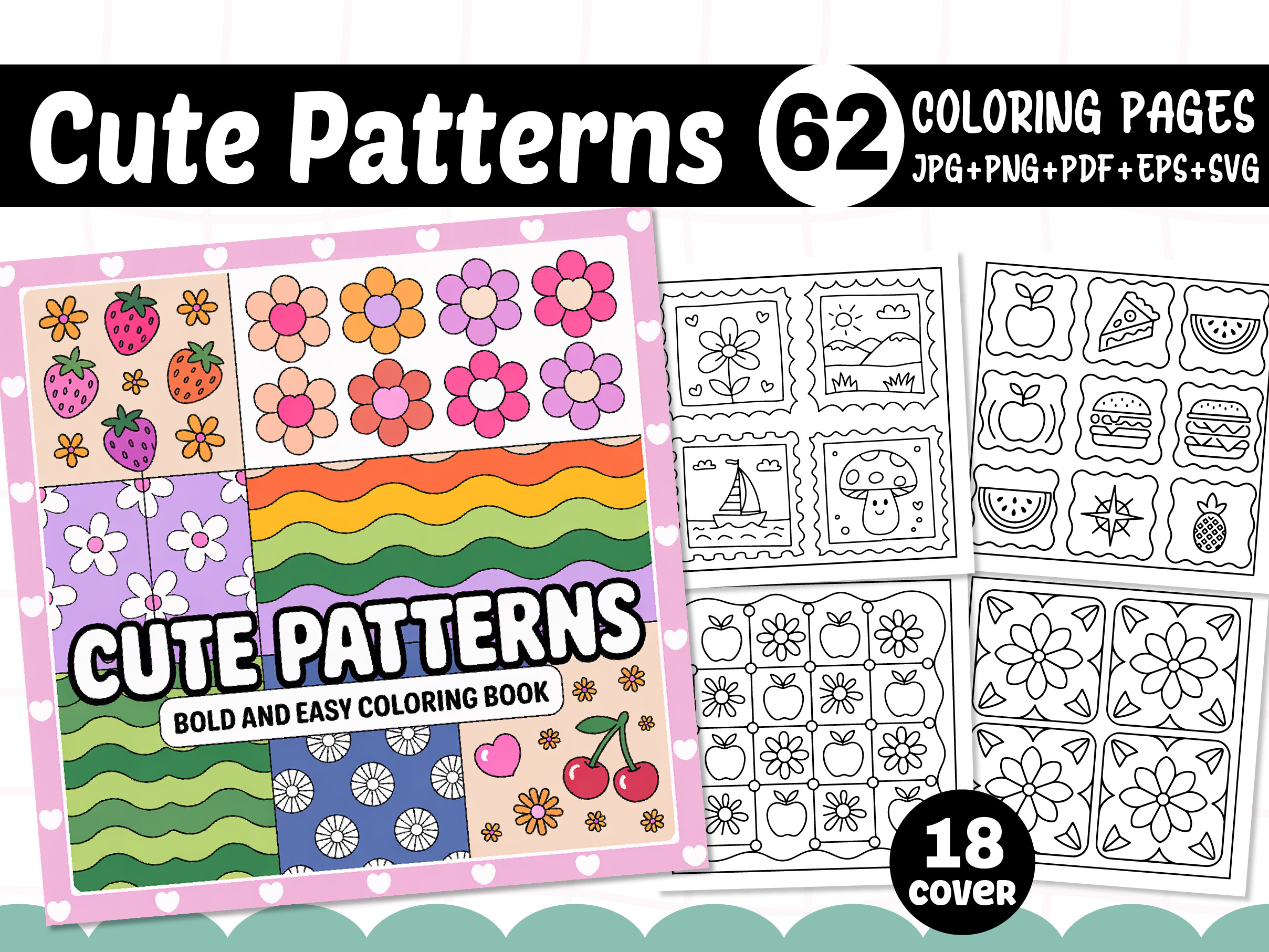 Cute & Patterns Bold Easy Coloring Pages