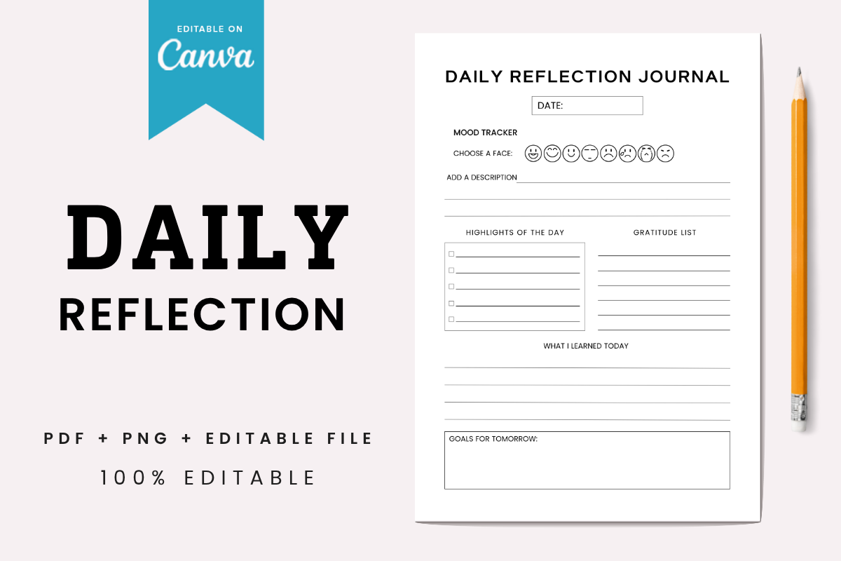 Daily Reflection Journal Graphic by Three Dove · Creative Fabrica