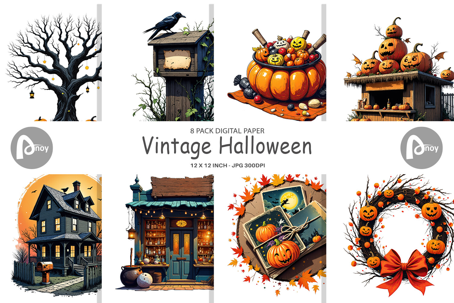 Digital Paper Vintage Halloween Graphic by Artnoy · Creative Fabrica