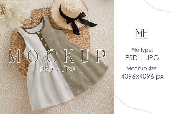 Girl Dress Mockup, All-over Print Dress Graphic Product Mockups By Mie Mockup Studio