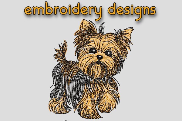 Small Yorkshire Terrier Dog Embroidery