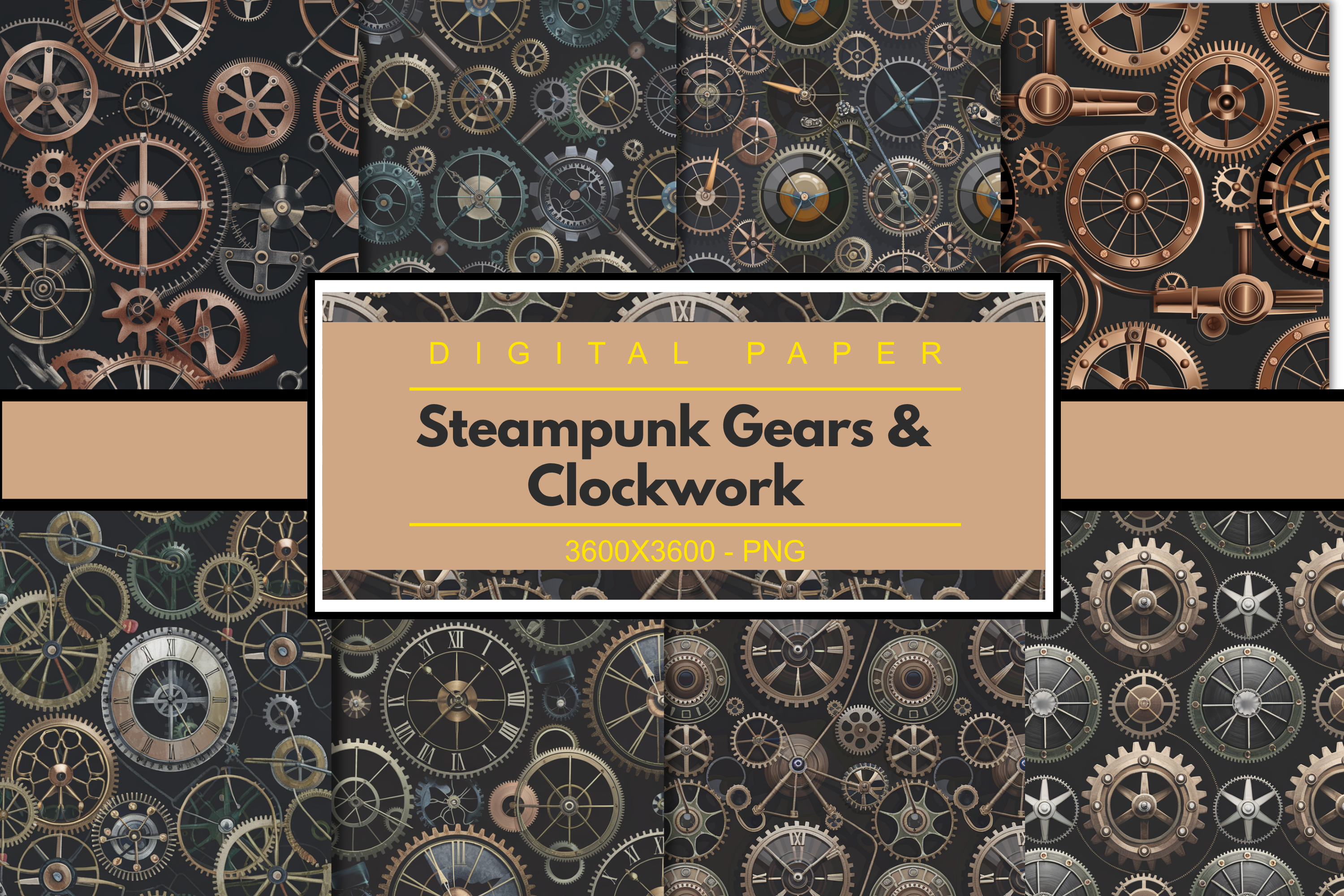 Steampunk Gears & Clockwork Pattern Graphic by DigiArt · Creative Fabrica