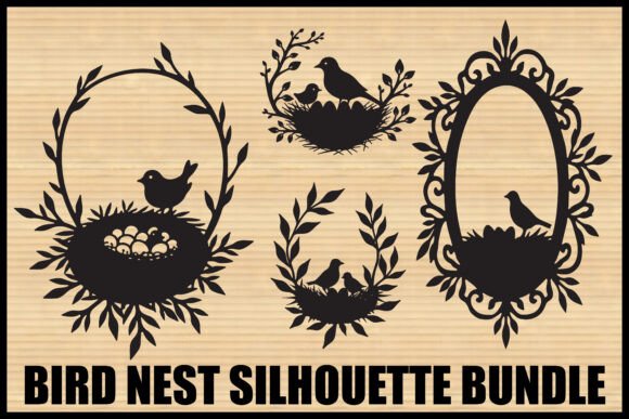 Bird Nest Silhouette Bundle Graphics