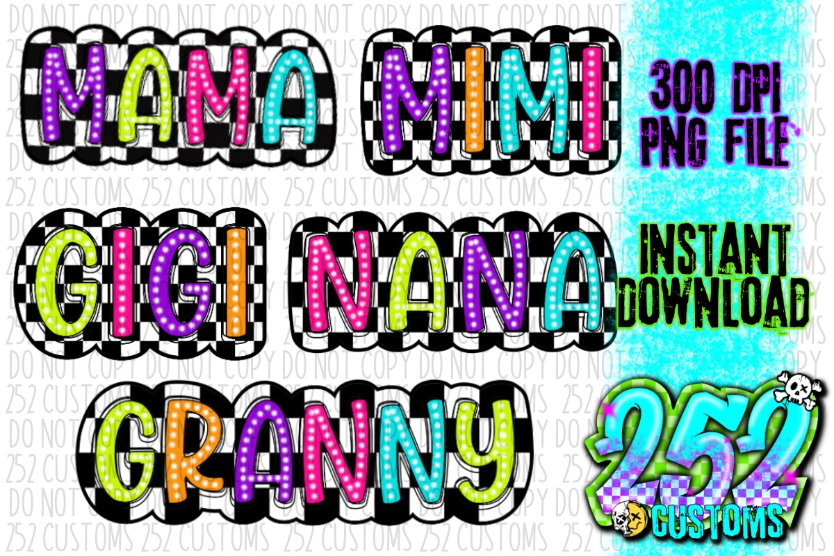 CHECKERED NEON ALPHA NAMES Graphic by 252 Design Shop · Creative Fabrica
