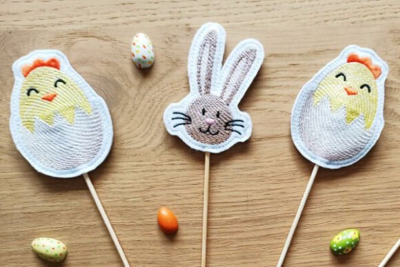 Chick & Bunny Stick Decoration Embroidery