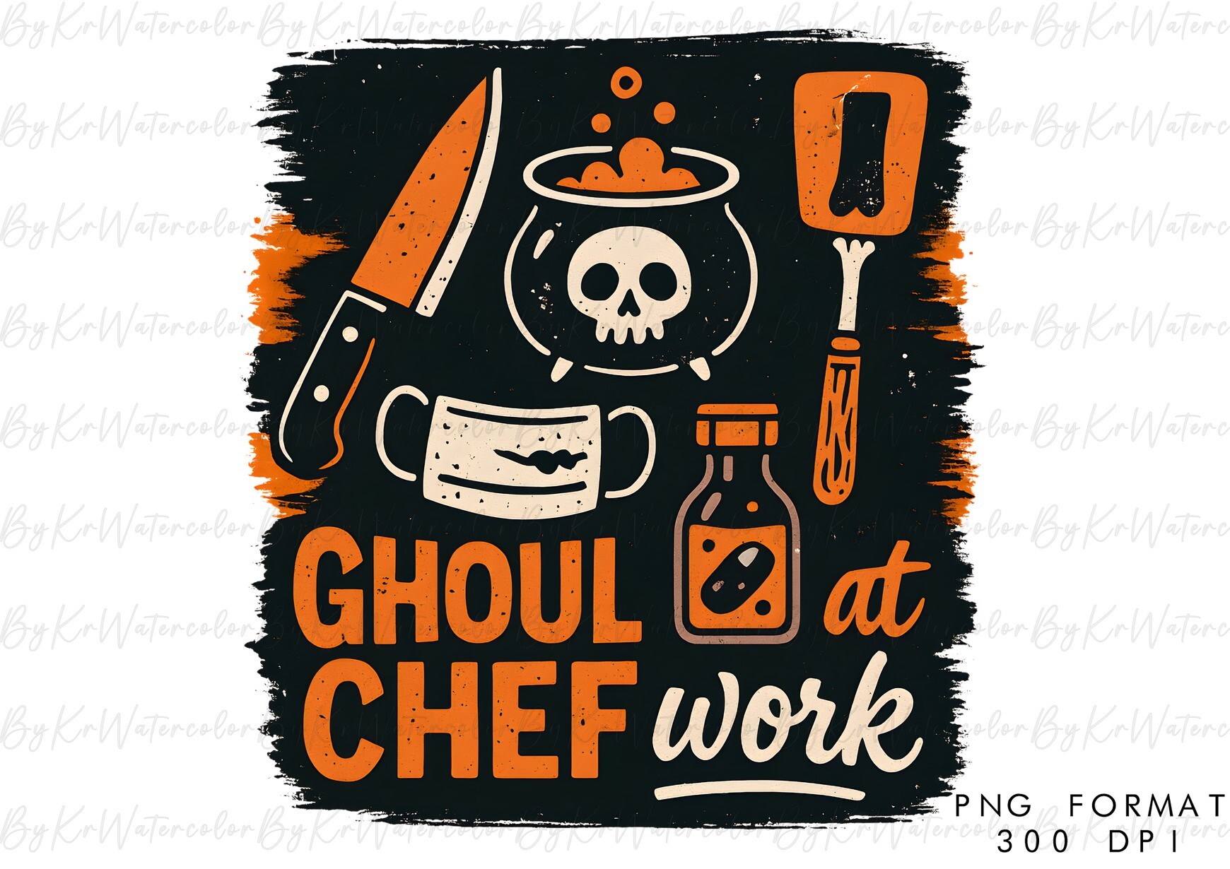 Ghoul Chef Halloween Brushstroke PNG Graphic by WatercolorByKr ...