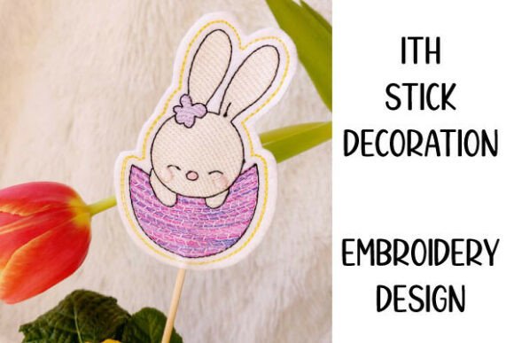 ITH Easter Bunny in Egg Stick Decoration