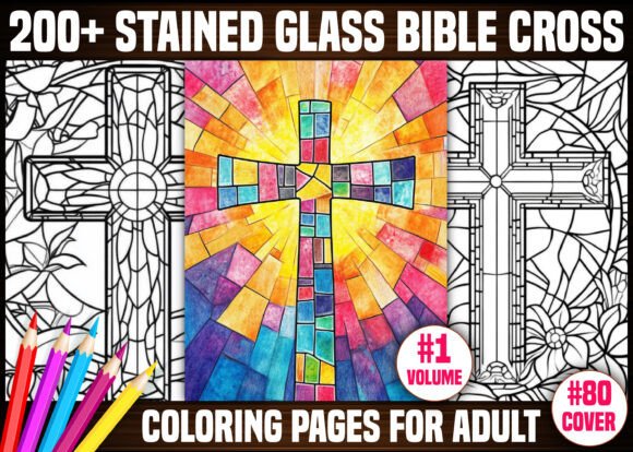 Stained Glass Bible Cross Coloring Pages