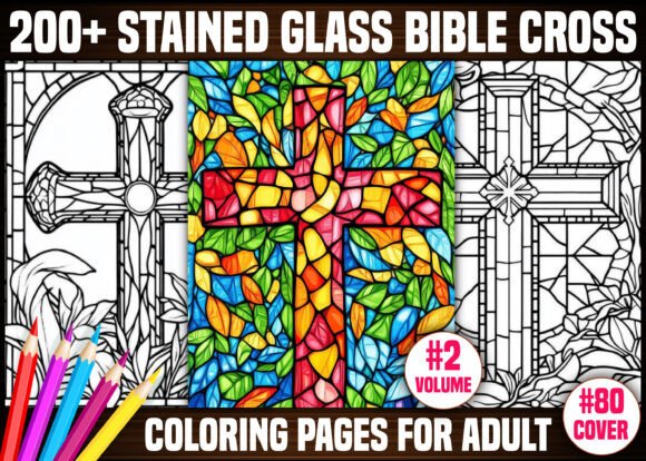 Stained Glass Bible Cross Coloring Pages