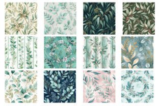 Watercolor EUCALYPTUS Digital Paper Pack Graphic by Designstock ...